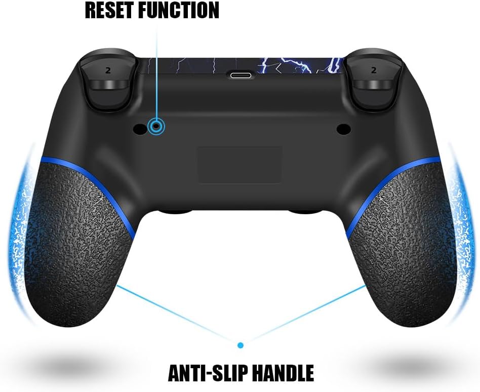 AceGamer Wireless Controller for PS4, Custom Design V2 Gamepad Joystick for PS4 with Non-Slip Grip of Both Sides and 3.5mm Audio Jack! Thumb Caps Included! (Lightning) - Image 3