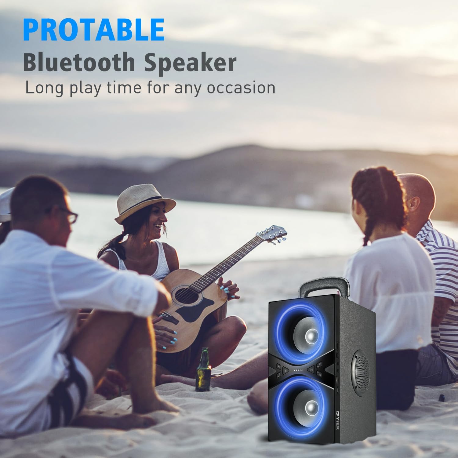 Bluetooth Speakers, Wireless TWS Portable Speaker with Lights,100dB Loud Subwoofer 80w(Peak) Stereo Sound, Bassup Technology, Long Playtime for Outdoor Party - Image 3