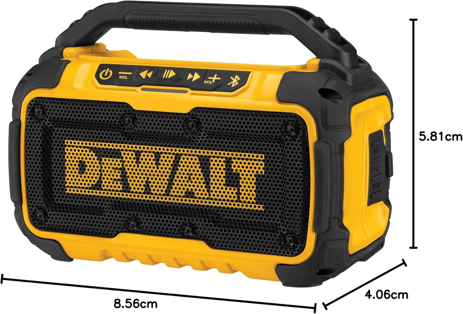 DEWALT 20V MAX Bluetooth Speaker, 100 ft Range, Durable for Jobsites, Phone Holder Included, Lasts 8-10 Hours with Single Charge (DCR010) - Image 13