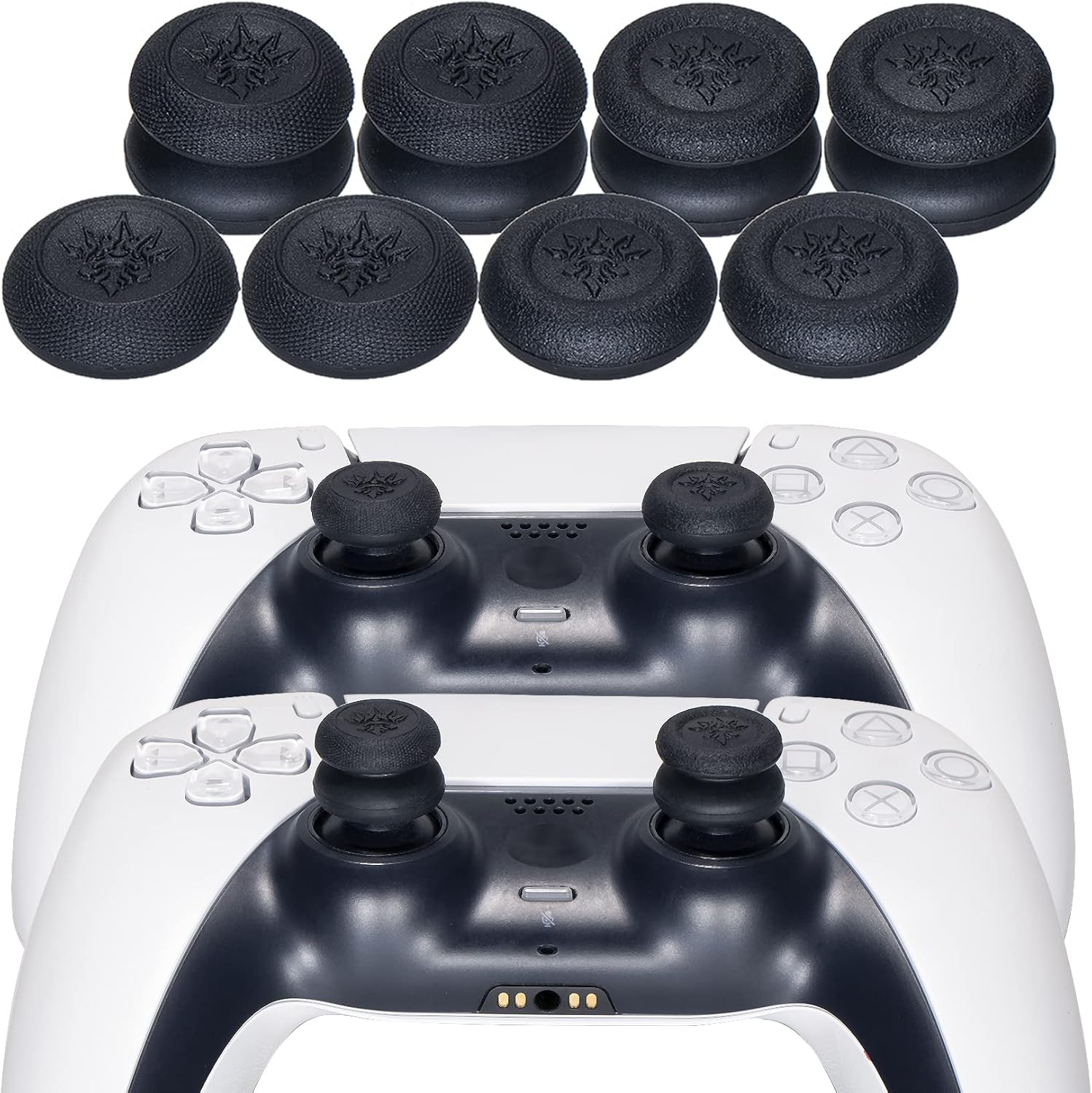 YoRHa Grip Texture Printing Silicone Cover Skin for PS5 Controller x 2(Camouflage Red+Blue) with Pro Thumb Grips x 8 - Image 9
